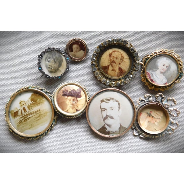 Antique Petite 10k Round Baby Sepia Portrait Pin For Sale - Image 4 of 10