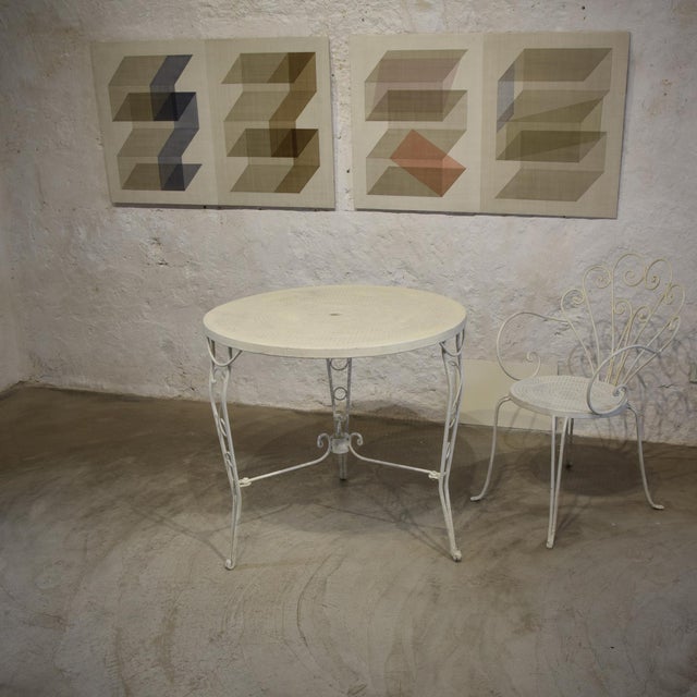 Mid-Century Modern Round Garden Table in Wrought Iron, 1950s For Sale - Image 3 of 10