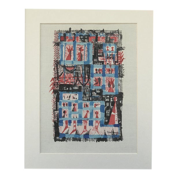 Jean-Pierre Vie Lfaure, Composition, 1950, Ink and Watercolor For Sale