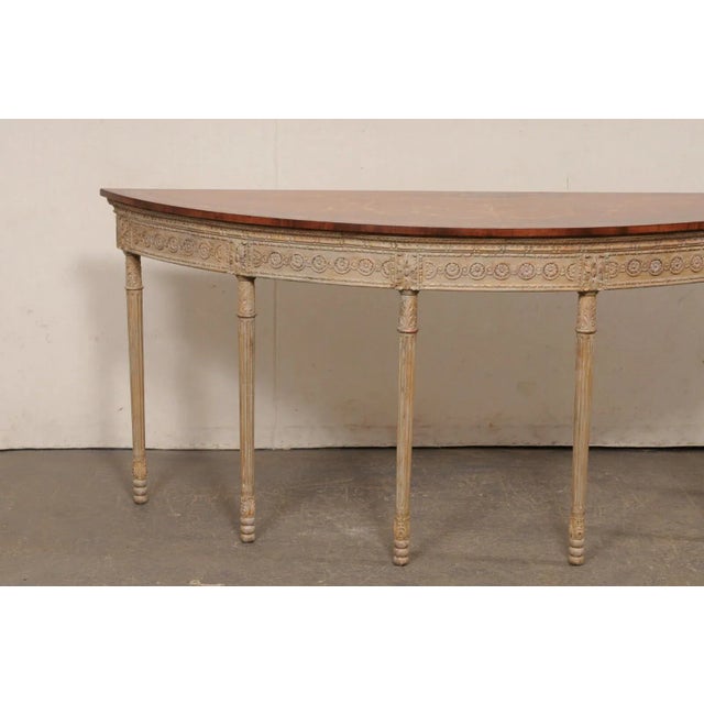 English Ornate English Demi-Lune Console (Large!) For Sale - Image 3 of 12
