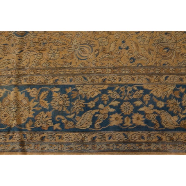 Textile Authentic 19th Century Persian Tabriz Beige, Brown, Blue Handmade Wool Carpet For Sale - Image 7 of 8