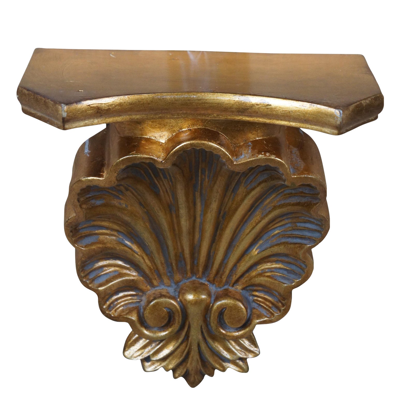 Italian Neoclassical Style Gold Scalloped Demilune Sculptural Wall