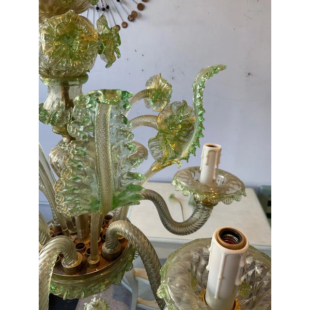 1950s Green Murano Floral Chandelier For Sale - Image 9 of 12
