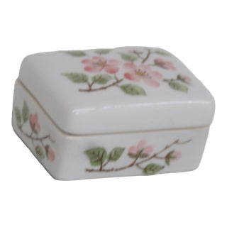 Andrea by Sadek Pink Blossom Porcelain Trinket Vanity Ring Box With Lid 4514b For Sale