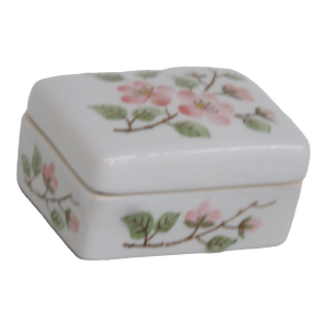 Andrea by Sadek Pink Blossom Porcelain Trinket Vanity Ring Box With Lid 4514b