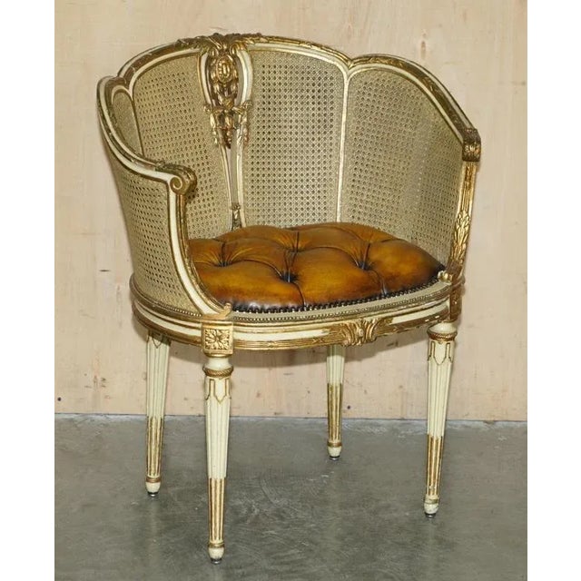 Antique French Chesterfield Leather Armchairs, 1880, Set of 2 For Sale - Image 3 of 18