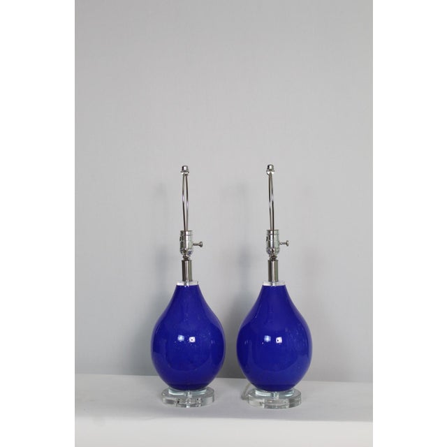 Glass Mid 20th Century Seguso Style Murano Lamps - a Pair For Sale - Image 7 of 12