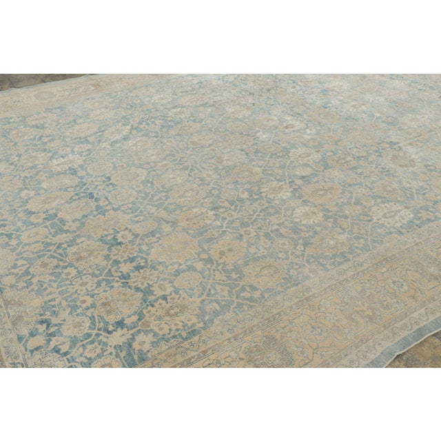 Traditional Oversized Antique Persian Tabriz Rug With Sky Blue Floral Design - Rug & Kilim For Sale - Image 3 of 7