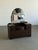 W44.5 D18 H59.5 MIRROR W3.5 H31 Side Height 28 D19 with handles Vintage vanity featuring a distinctive curved mirror,...