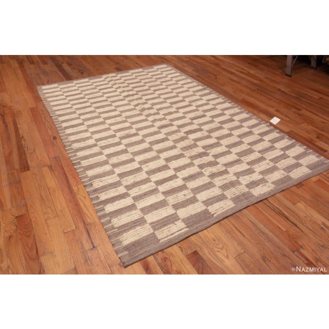 A Versatile And Decorative Modern Neutral Light Grey and Ivory Color Checkerboard Pattern Room Size Area Rug, Country of...
