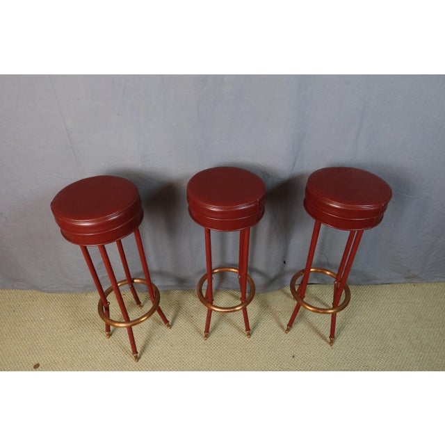 Maroon Vintage Bar Stools, 1970s, Set of 3 For Sale - Image 8 of 10