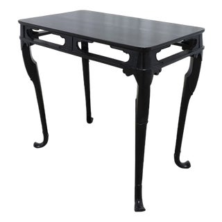 Late 20th Century Baker Furniture Ebony Lacquer Tea Table For Sale