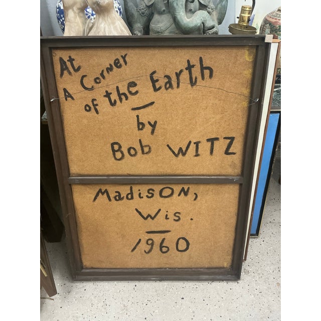 “At the Corner of the Earth” 1960 Vintage Abstract Painting by Bob Witz For Sale - Image 12 of 12