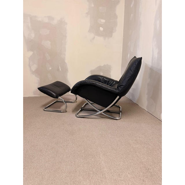 Contemporary Set of Rocking Chair with Ottoman by Robert Haussmann, 1970s For Sale - Image 3 of 12