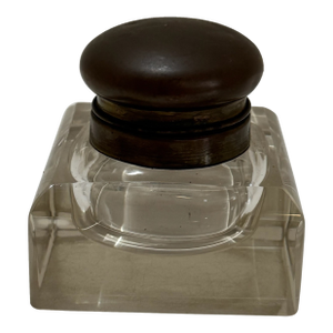 Hensa Marked Glass & Brass Inkwell With Domed Lid (C. 1920s–30s)