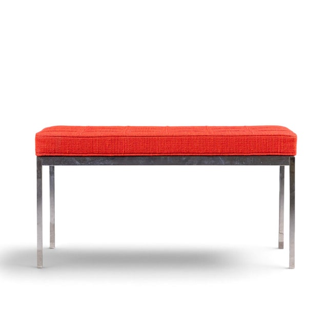 Florence Knoll Mid Century Chrome Two Seat Bench This bench measures: 37 wide x 18.5 deep x 18.75 high, with a seat...