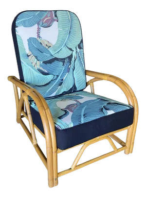 Restored Two-Strand "40s Transition" Adjustable Rattan Lounge Chair