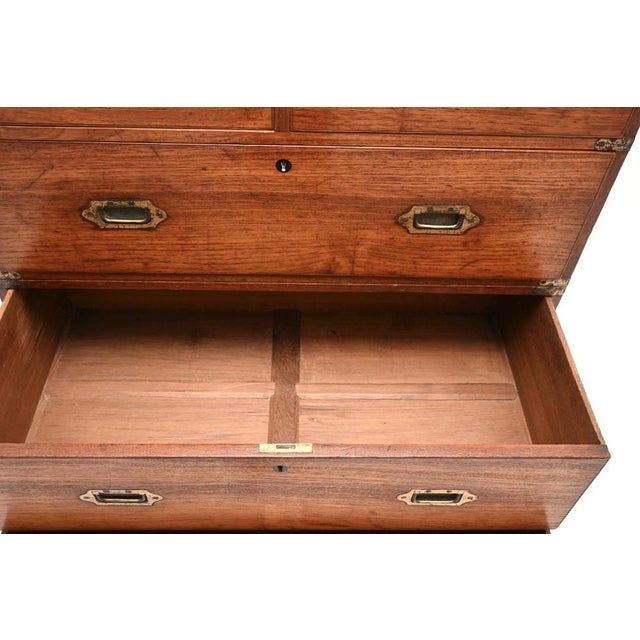 Antique Military Campaign Chest of Drawers in Teak, 1840 For Sale - Image 14 of 15