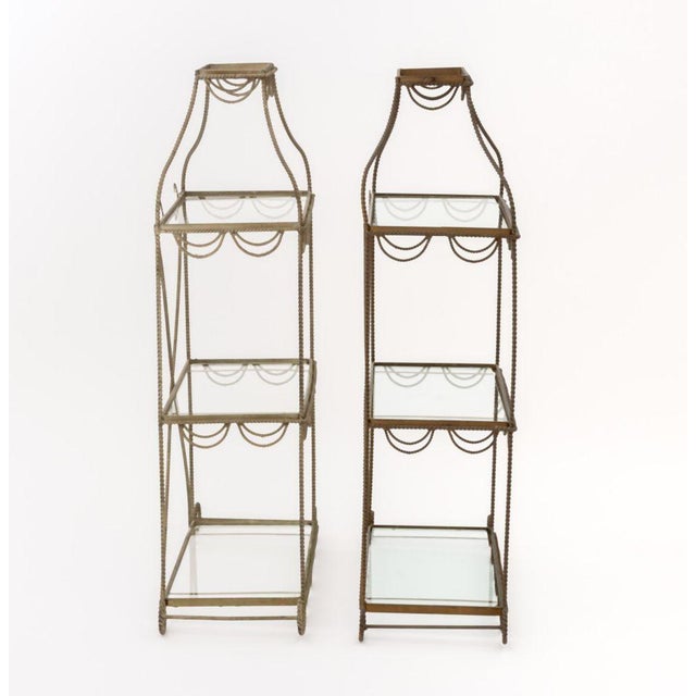 Regency Style Gilt Metal Three-Tier Etageres, Pair For Sale - Image 4 of 10