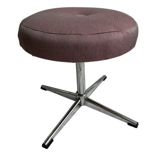 Upholstered Metal Swivel Stool For Sale