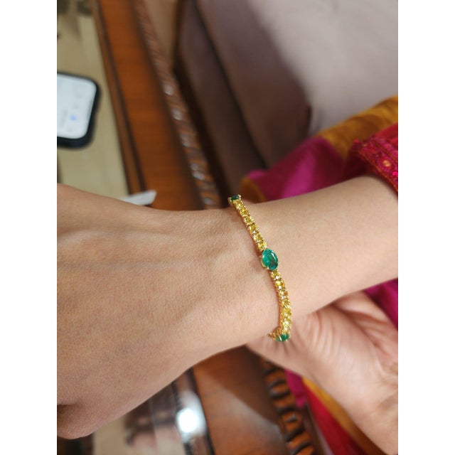 Natural Emerald Bracelet with 2.60 Cts Emerald & Yellow Sapphire 6.00 Cts 18k For Sale - Image 12 of 18