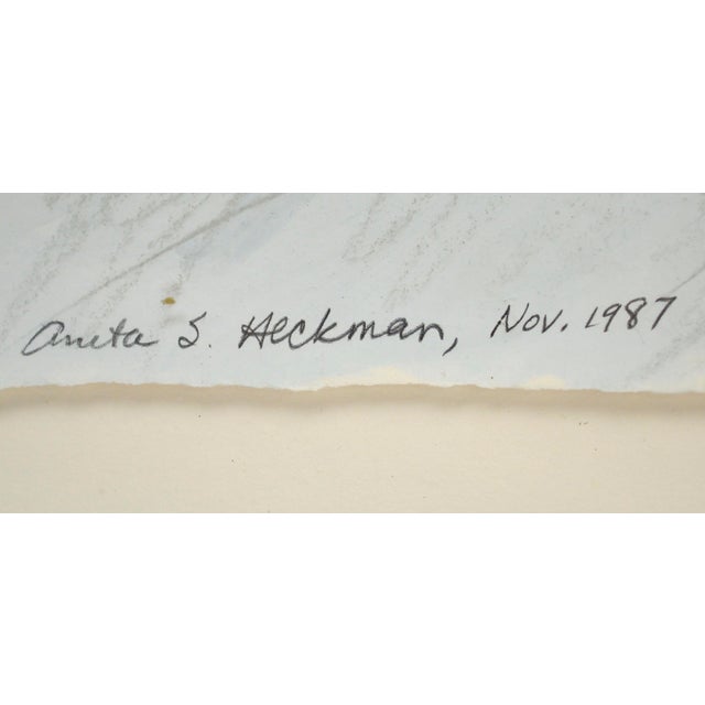 Paper Hachiya Persimmons & Fan, Modern Still Life With Red-Orange and Blue by Anita Heckman For Sale - Image 7 of 7