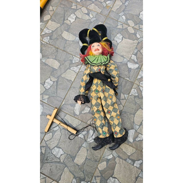 Venetian Clown Marionette Puppet, 1960s, in Very Good conditions. Designed 1960 to 1969