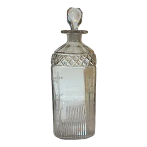 Antique Early 19th Century Anglo Irish Glass Cut Crystal Square Decanter