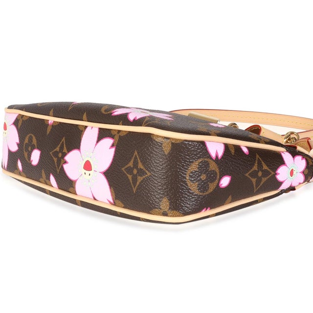 Textile x TM Sakura Brown Monogram Canvas Pochette Accessoires For Sale - Image 7 of 7