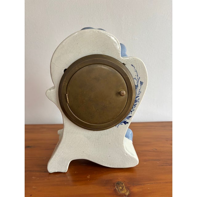 Metal 1890s French Rococo Delft Mantle Clock For Sale - Image 7 of 16