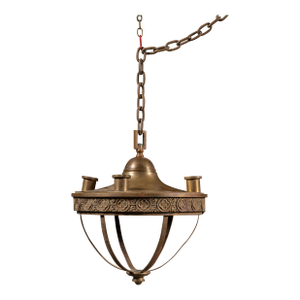 Large Early 20th Century Gothic Revival Hanging Brass Fixture