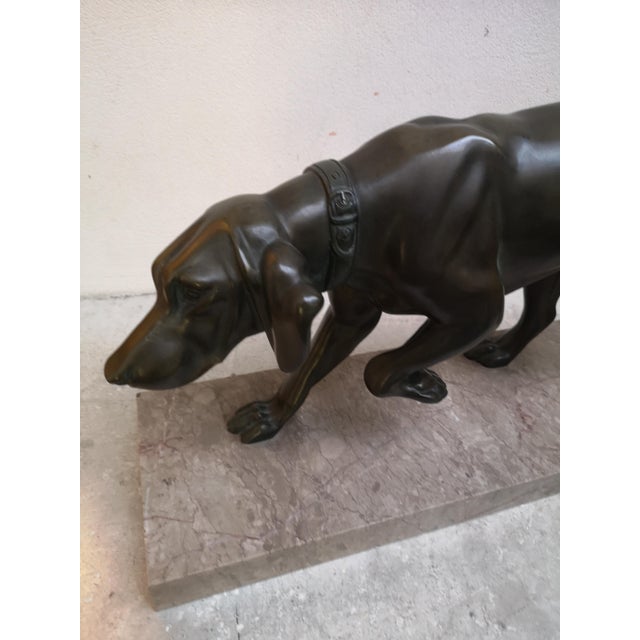 Brutalist Rochard, Weimaraner Dog, 1950s, Bronze and Marble For Sale - Image 3 of 15