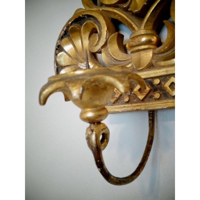 19th-Century Italian Gilt Candle Sconces, a Pair For Sale - Image 9 of 12