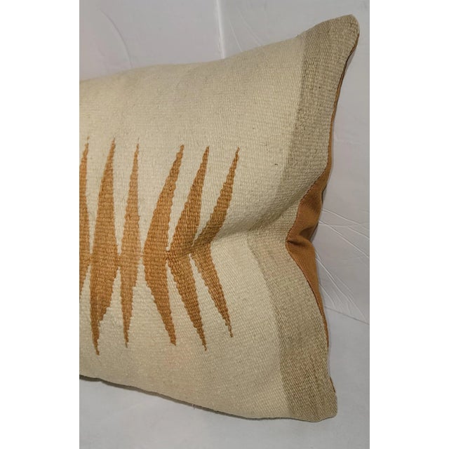 20Thc Navajo Indian weaving bolster pillow with cotton linen.This Chinle weaving is in fine condition. The insert is down...