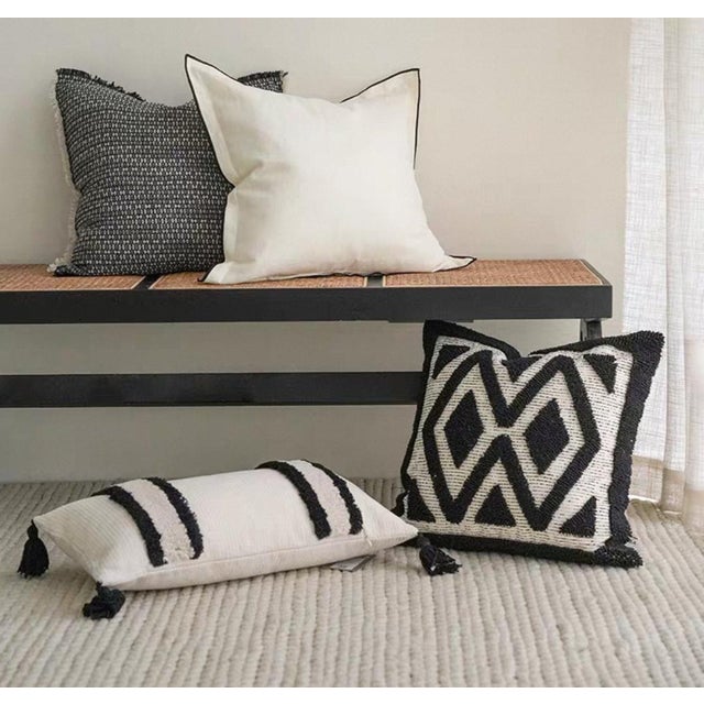 Contemporary Black and White Geometric Pillow -19 Inches For Sale - Image 3 of 7