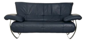 Blue Leather 2-Seater Sofa from Musterring
