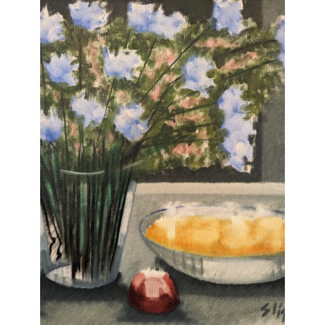 Mid-Century Modern Swedish "Ethereal Still Life" Vintage Still Life Oil Painting, Framed For Sale - Image 9 of 11