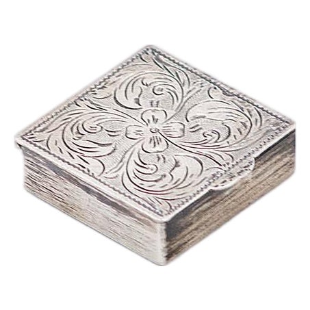 Square Silver Pill Box For Sale