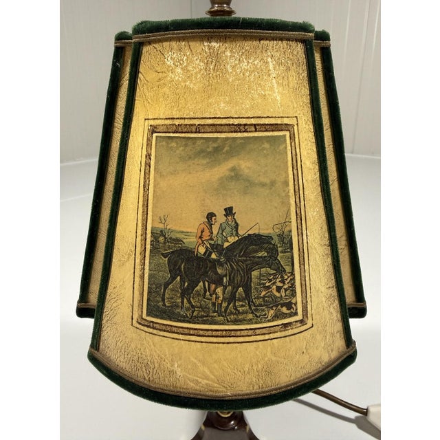 Vintage Hunting Scene Table Lamp in Brass, 1950s For Sale - Image 16 of 18