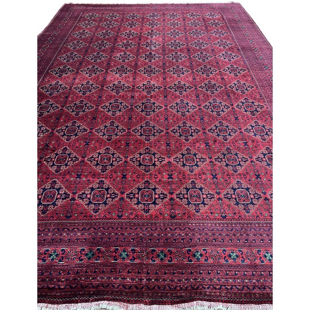 Tribal Afghan Turkmen Hand Knotted Wool Rug 13’1” X 19’2” For Sale - Image 3 of 5