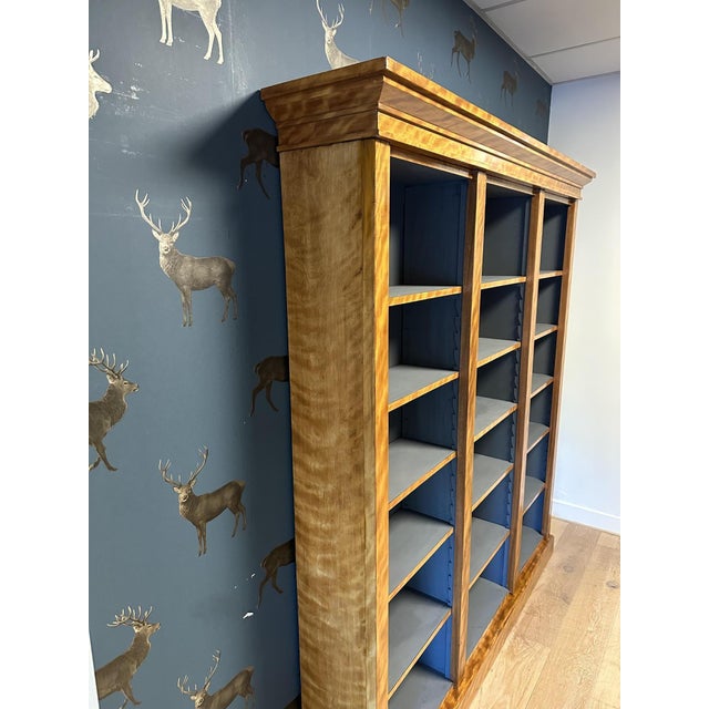 Large Satinwood Open Bookcase For Sale - Image 3 of 11