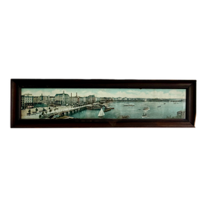 Vintage Panoramic Hamburg Harbor Print – Framed German Cityscape, 30.75”