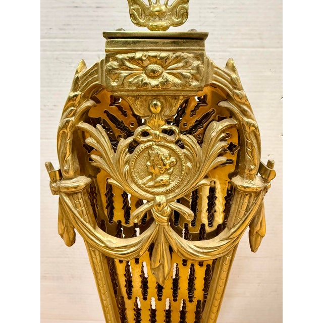 1940s Vintage Folding Brass Peacock Fan Fireplace Screen For Sale - Image 5 of 6