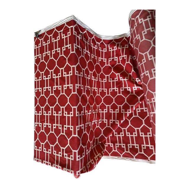 Quadrille Red Brighton Reverse 300426f Fabric Gorgeous 5 Yards For Sale