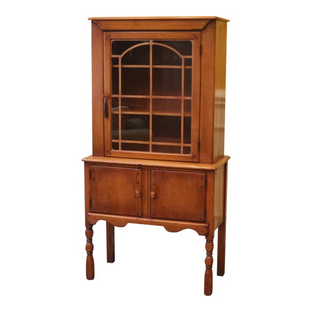 1960s Vintage Boone Trail Maple Curio China Hutch Chairish