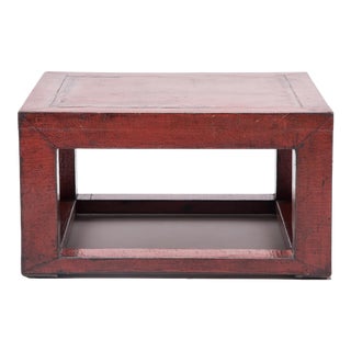 Red Lacquer Square Platform Table For Sale