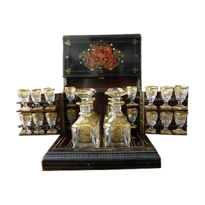 Antique Napoleon III Marquetry Liquor Cellar Set