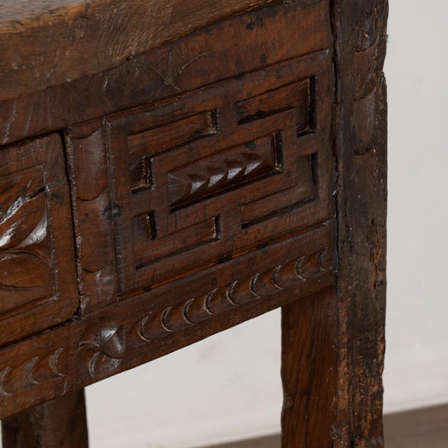 18th Century Rustic Portuguese Chestnut Console Table With Single Drawer For Sale - Image 13 of 18