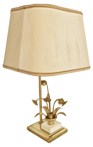 Vintage Brass Flower Table Lamp attributed to Massive, 1970s