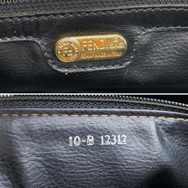 A 2000s Fendi Black Pequin Canvas and Leather Shoulder Bag For Sale - Image 18 of 18
